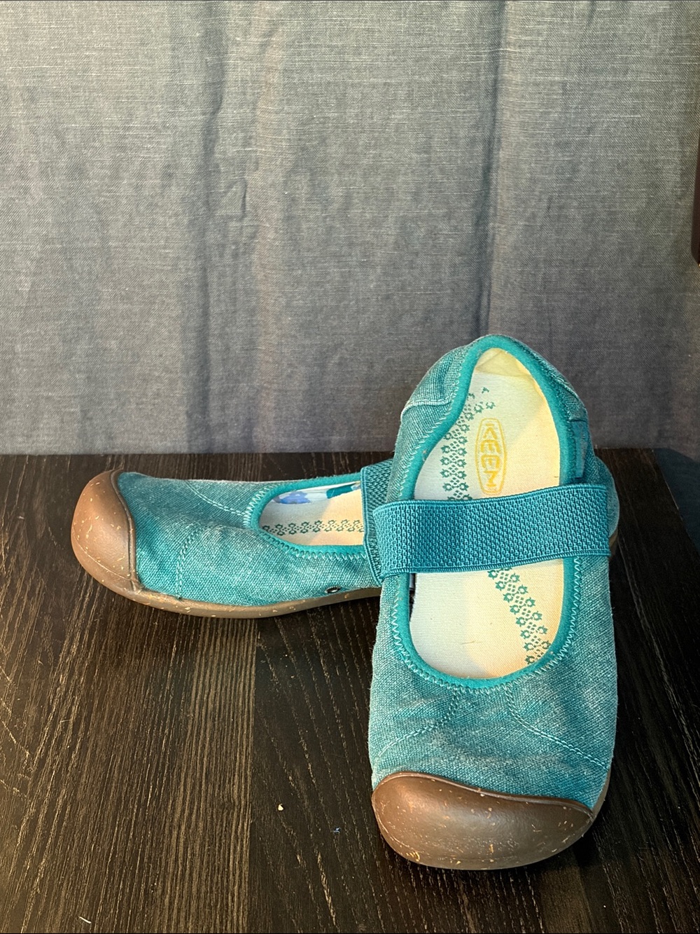 Keen Teal Mary Jane Sneaker with Brown Toe